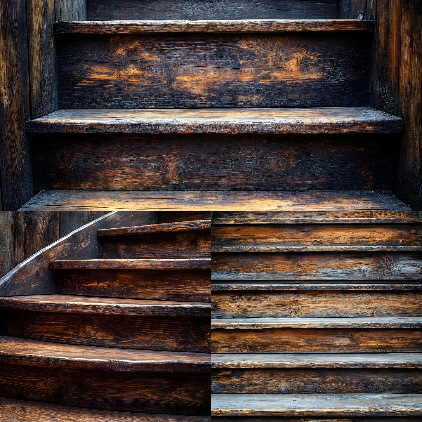 Rustic Wooden Staircase Digital Backdrop, Vintage Photography Background for Portrait Landscape, Fine Art Photography, Fairytale Scene