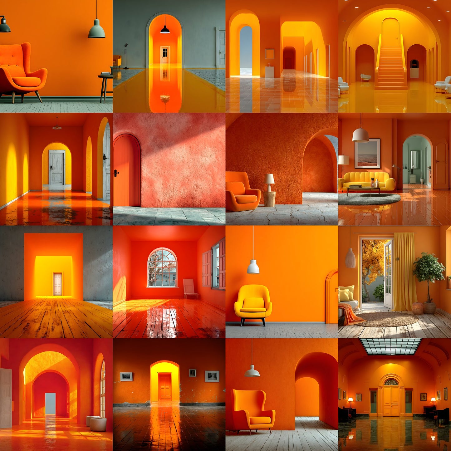 Orange Photography Backdrop, Solid Color Photo Background, Digital Download for Portrait, Vibrant Room Scene