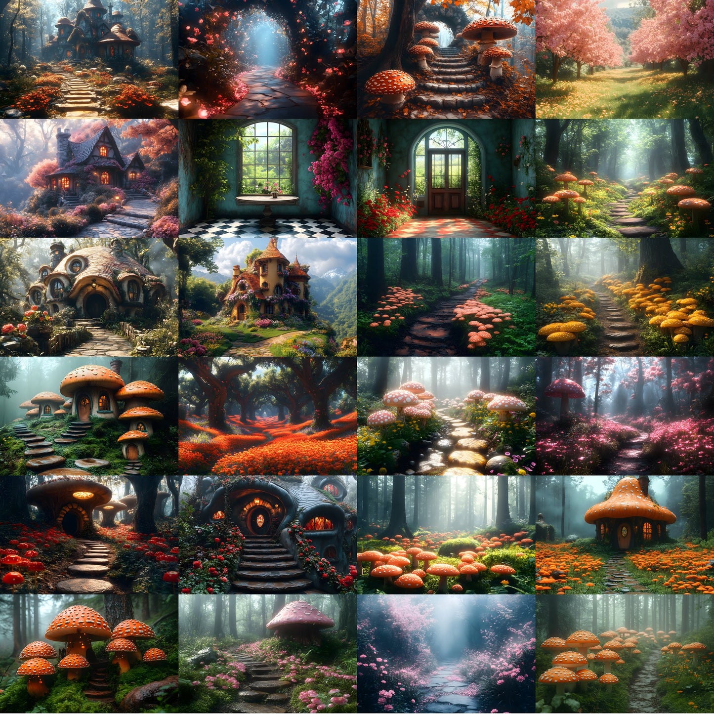 Alice in Wonderland Backdrop Set, Whimsical Digital Backgrounds for Photography, Fantasy Portrait Scenes, High-Res Wonderland Images