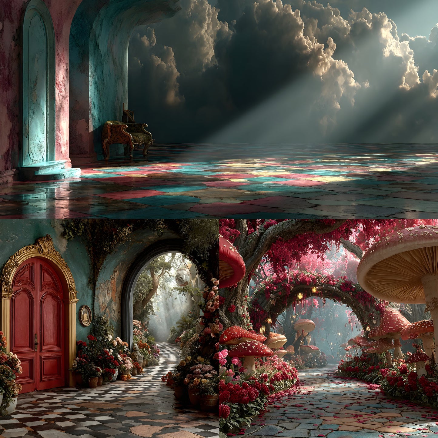 Alice in Wonderland Backdrop Digital Download, Whimsical Background for Photography, Fantasy Photo Prop, Storybook Party Decor, Printable Art