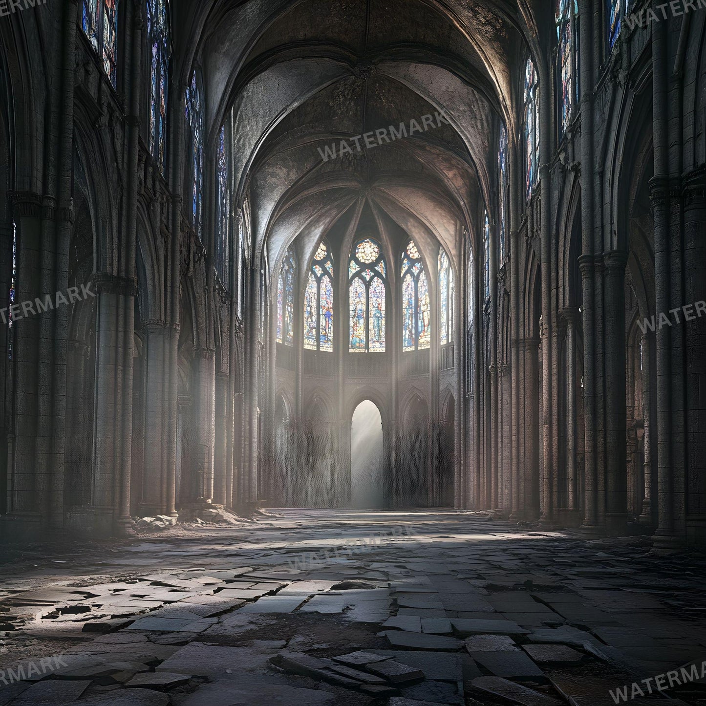 Abandoned Cathedral Digital Backdrops for Portrait Photography - 96x96px Photoshop Composites
