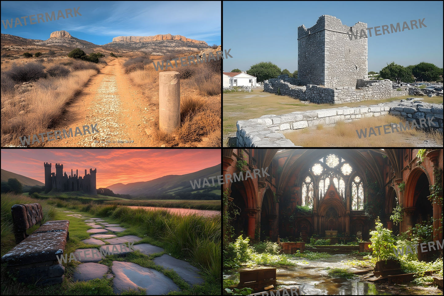 Abandoned Castle Ruins Digital Backdrop, European Photography Background, Fantasy Photo Composite, Fairytale Scene, Instant Download