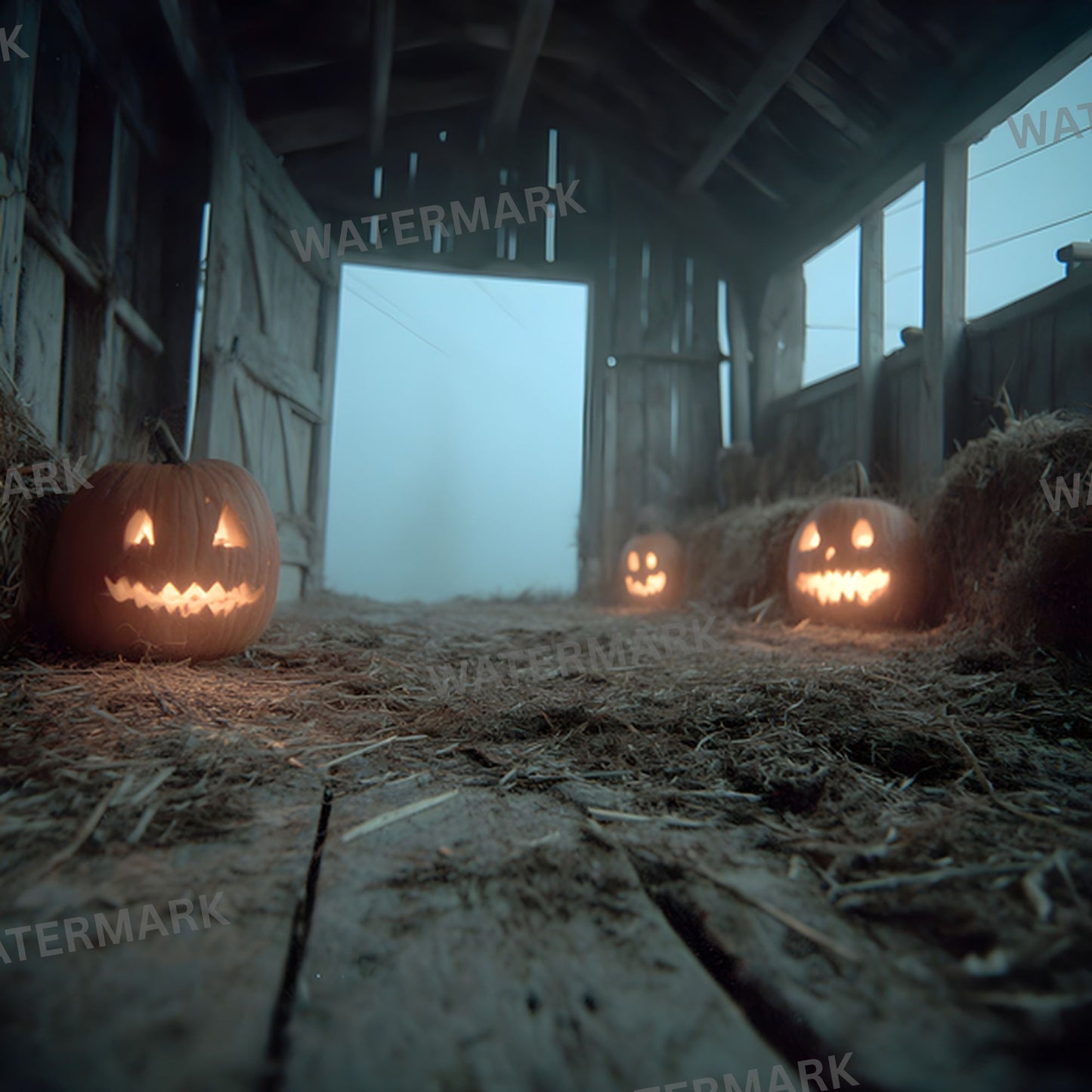 Midnight Abandoned Barn Loft Digital Backdrop, Square Photography Background, Spooky Photo Overlay, Grunge Texture, Eerie Scene, Fantasy Art, SQBD
