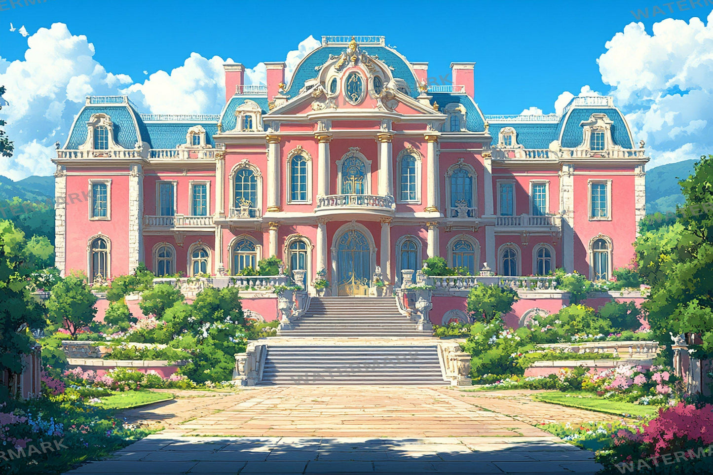 Baroque House Backdrop for Grand Manor & Chateau Deauville Autumn Scene | Victorian Era Fairytale Historic European Home Mansion Prop