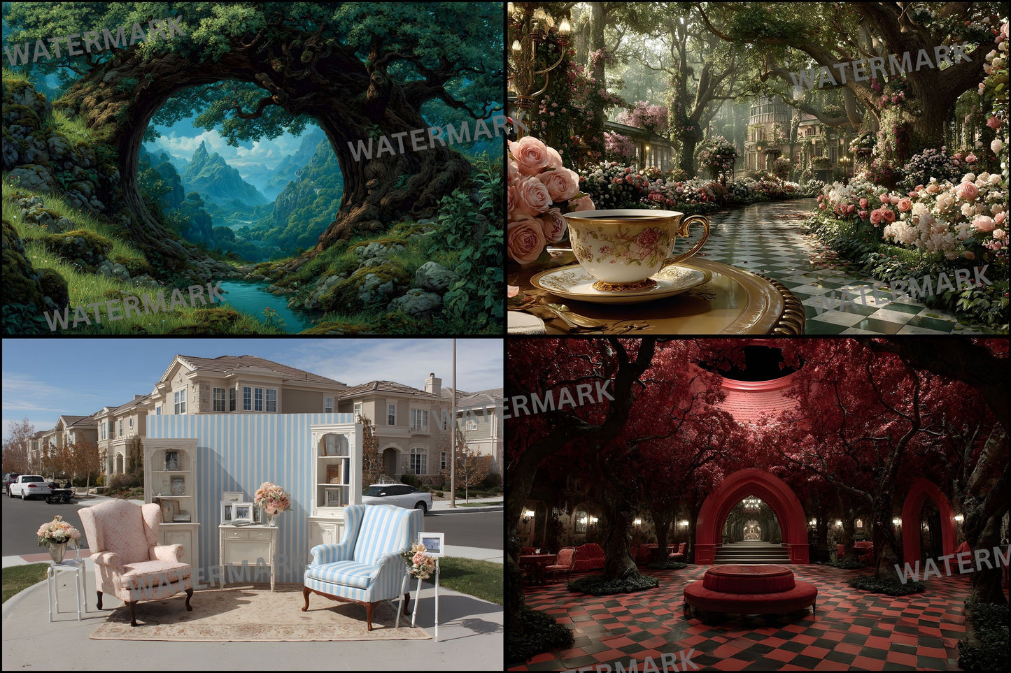 Alice in Wonderland Backdrop Digital Download, Whimsical Wonderland Background, Fantasy Photography Backdrop, Storybook Party, Ratio
