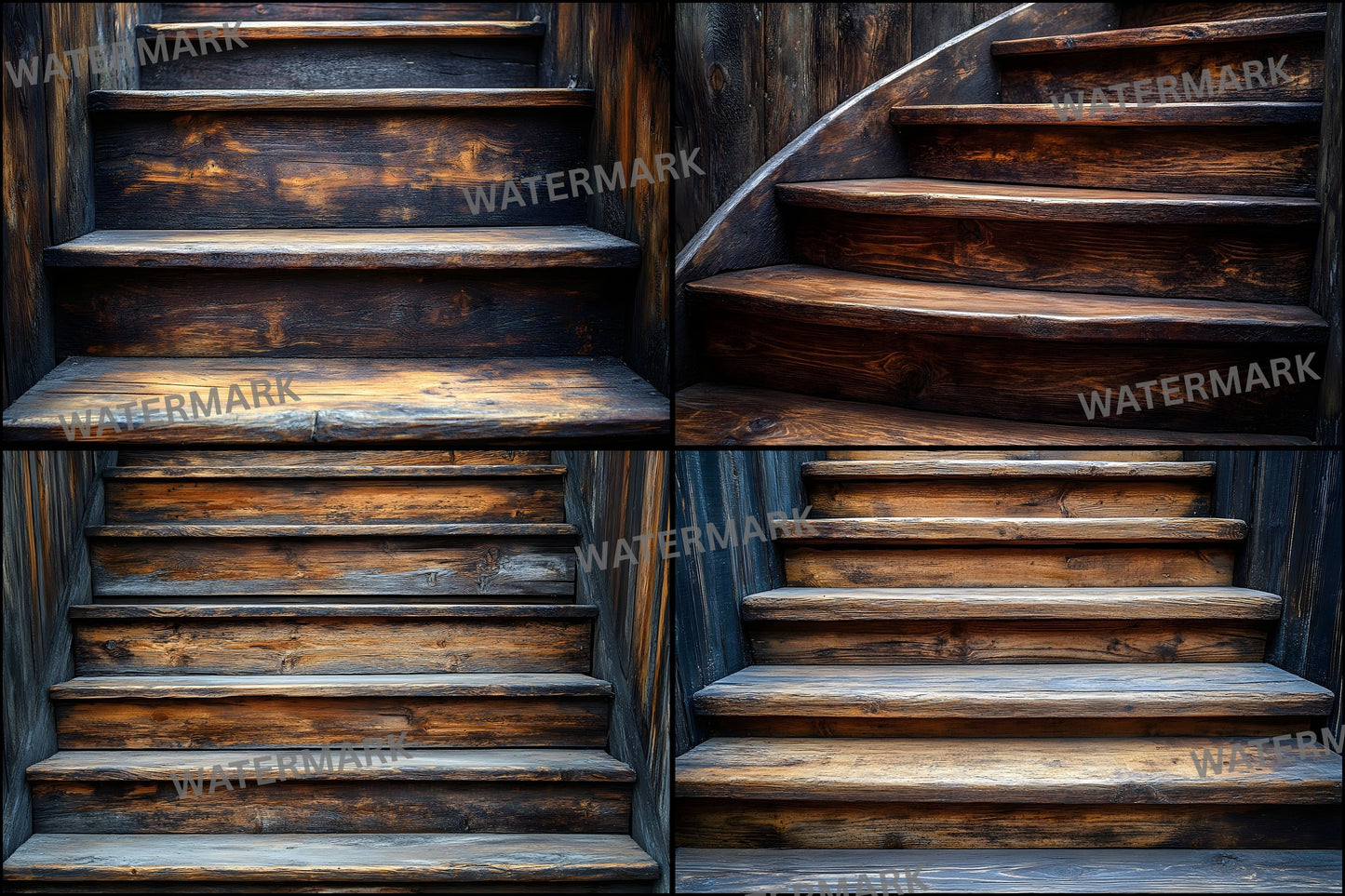 Rustic Wooden Staircase Digital Backdrop, Vintage Photography Background for Portrait Landscape, Fine Art Photography, Fairytale Scene