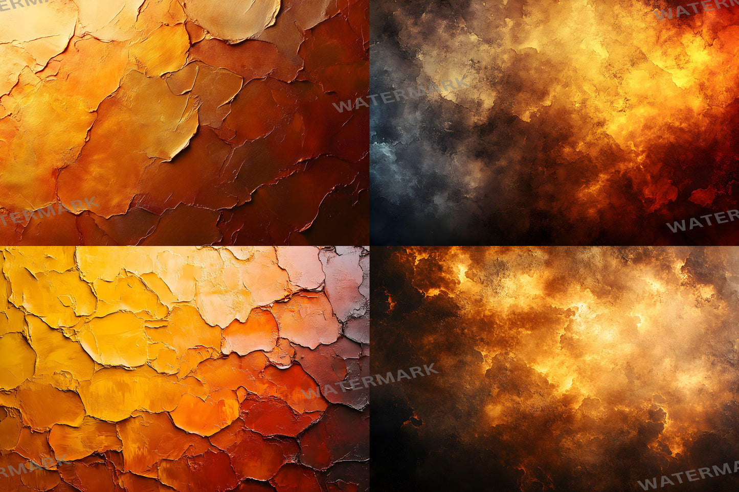 Amber Glow Textures - Warm Digital Backdrops & Abstract Grunge Overlays for Photography, Photoshop, Master Overlays, Portrait Studio