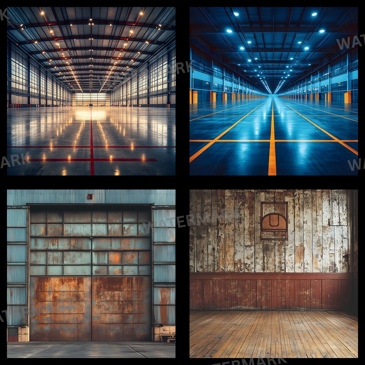 Warehouse Sports Digital Backdrop, Grunge Industrial Background for Photography, Photo Booth Prop, Sports Team Photo Overlays