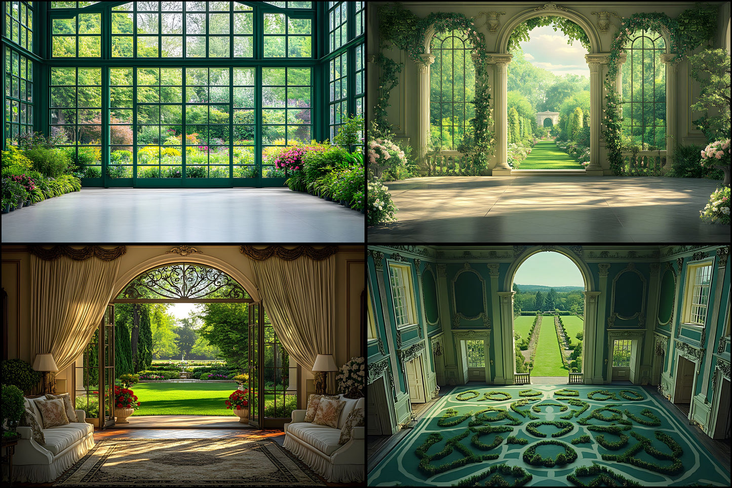 Royal Green Garden Digital Backdrop, Photography Background, Studio Portrait Fairytale Photo, Wedding Photo Booth, Fantasy Images