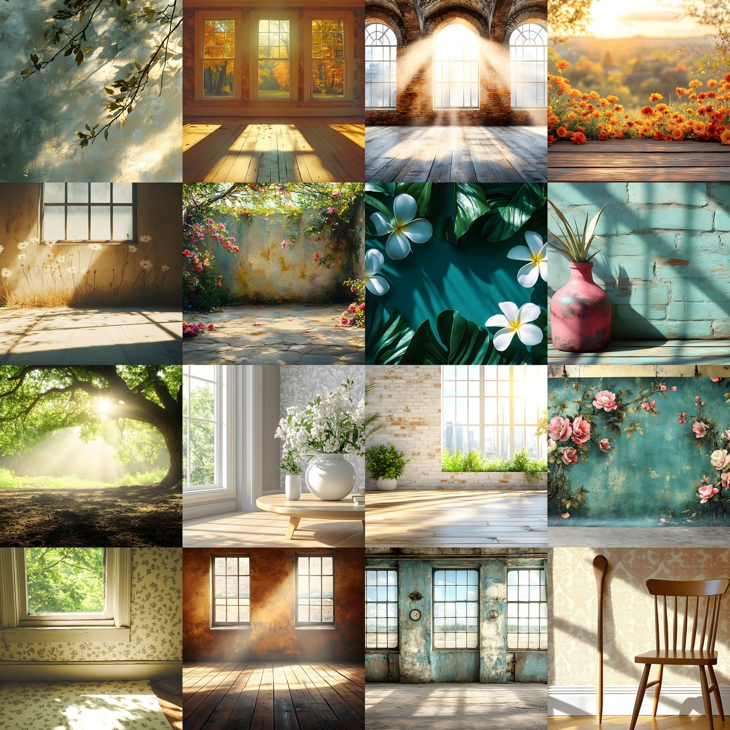 Vintage Sunlit Room Digital Backdrop, Wallpaper Backgrounds, Photography, Cozy Interior Scene, High-Resolution Images, Photo Overlays