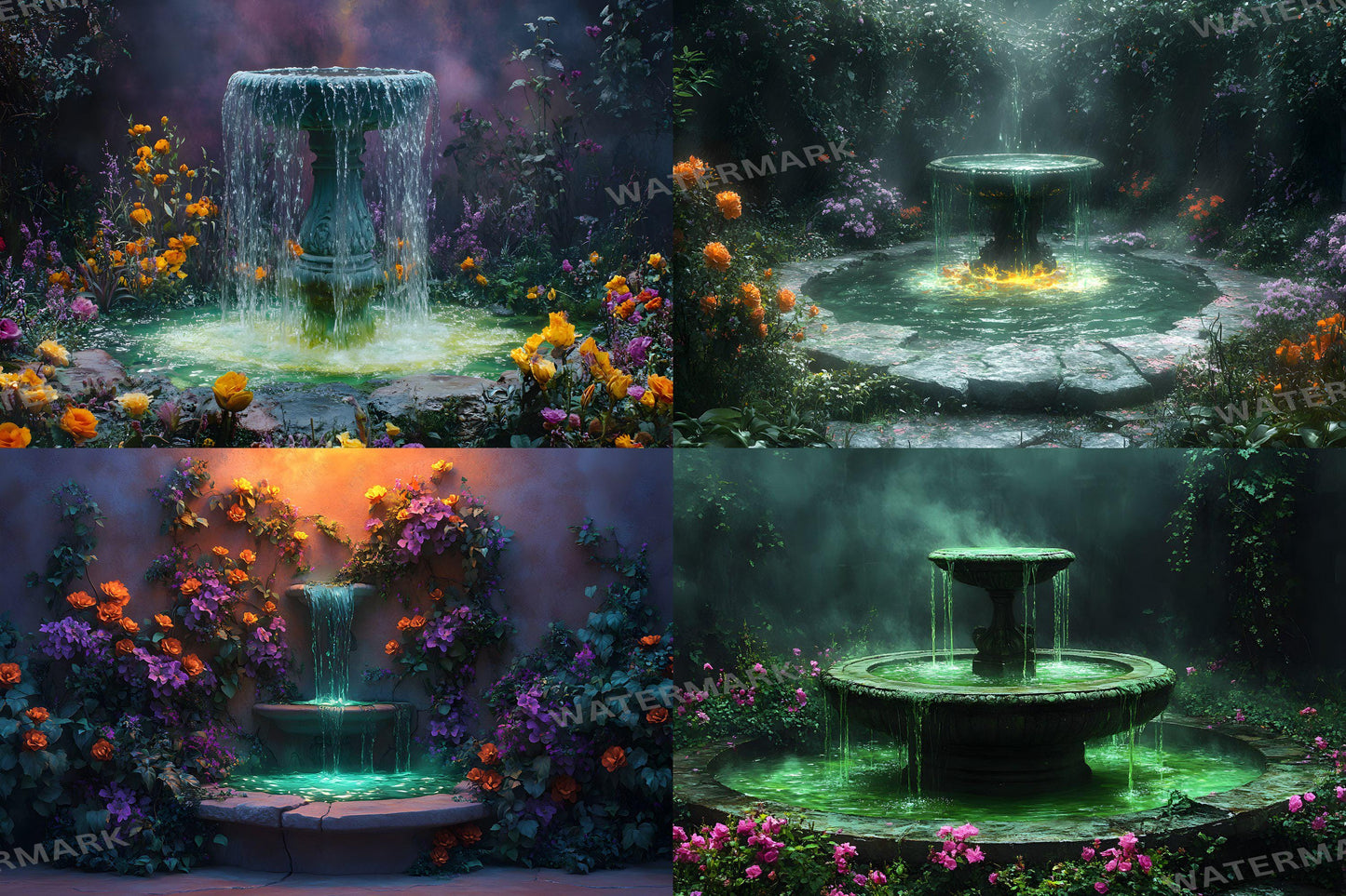 Witch���������s Eerie Garden Backdrops | Spooky Enchanted Forest | Mystical Night Scenes | Halloween Digital Backgrounds - Wizarding School
