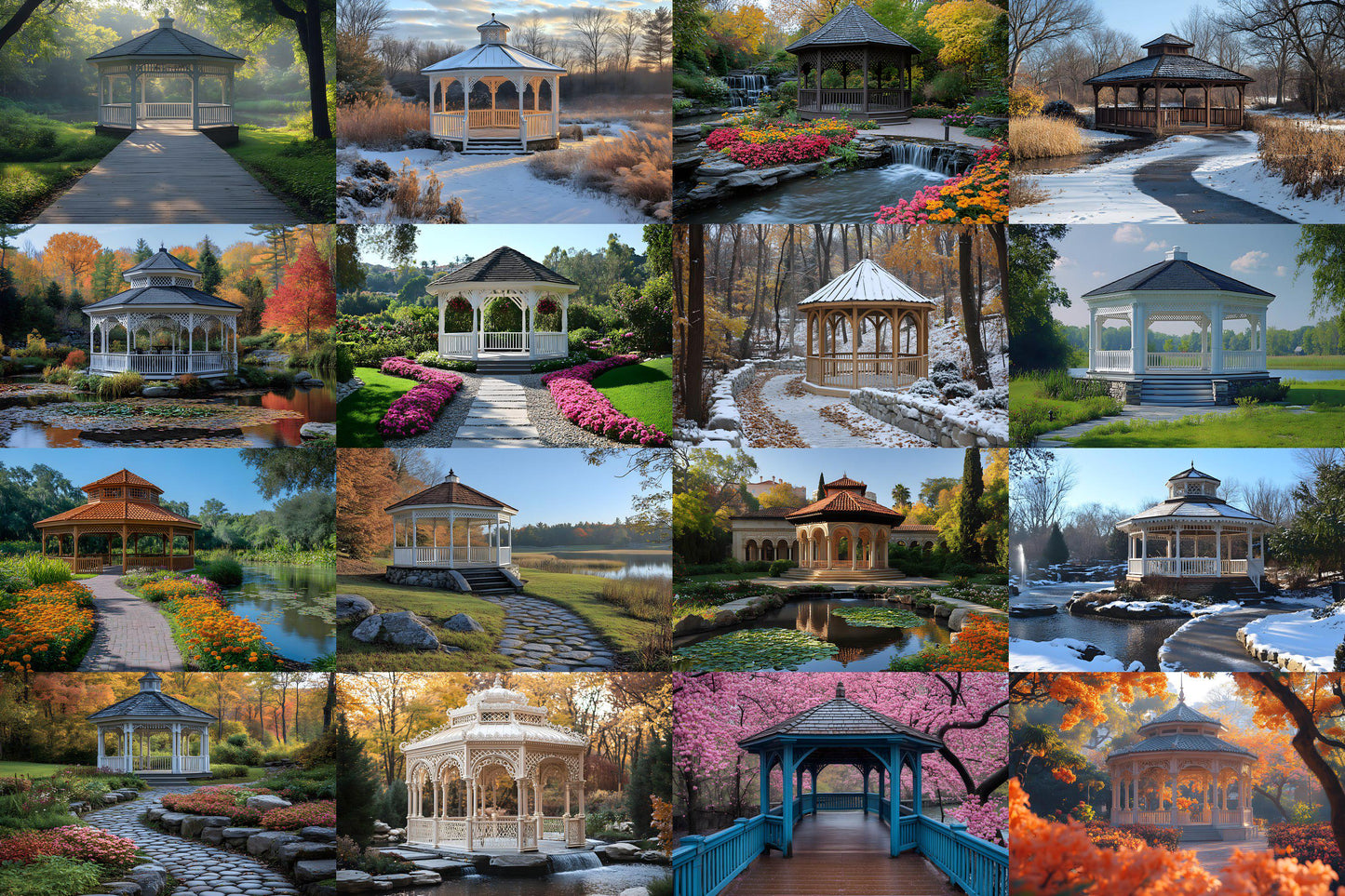 Beautiful Gazebo Backdrops | Elegant Garden Digital Backgrounds | Wedding Pavilion Scene | Park Photoshop Backdrop | Garden Photography