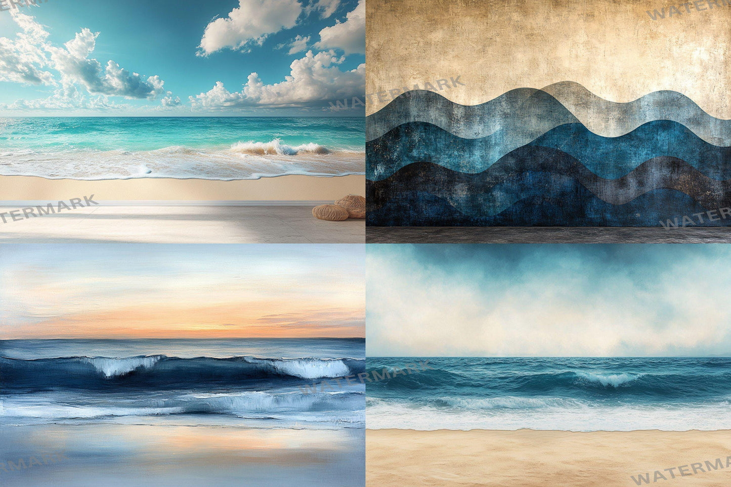 Modern Coastal Gradient Digital Backdrops - High-Resolution PNGs for Photography 00x00px Commercial Use SB696
