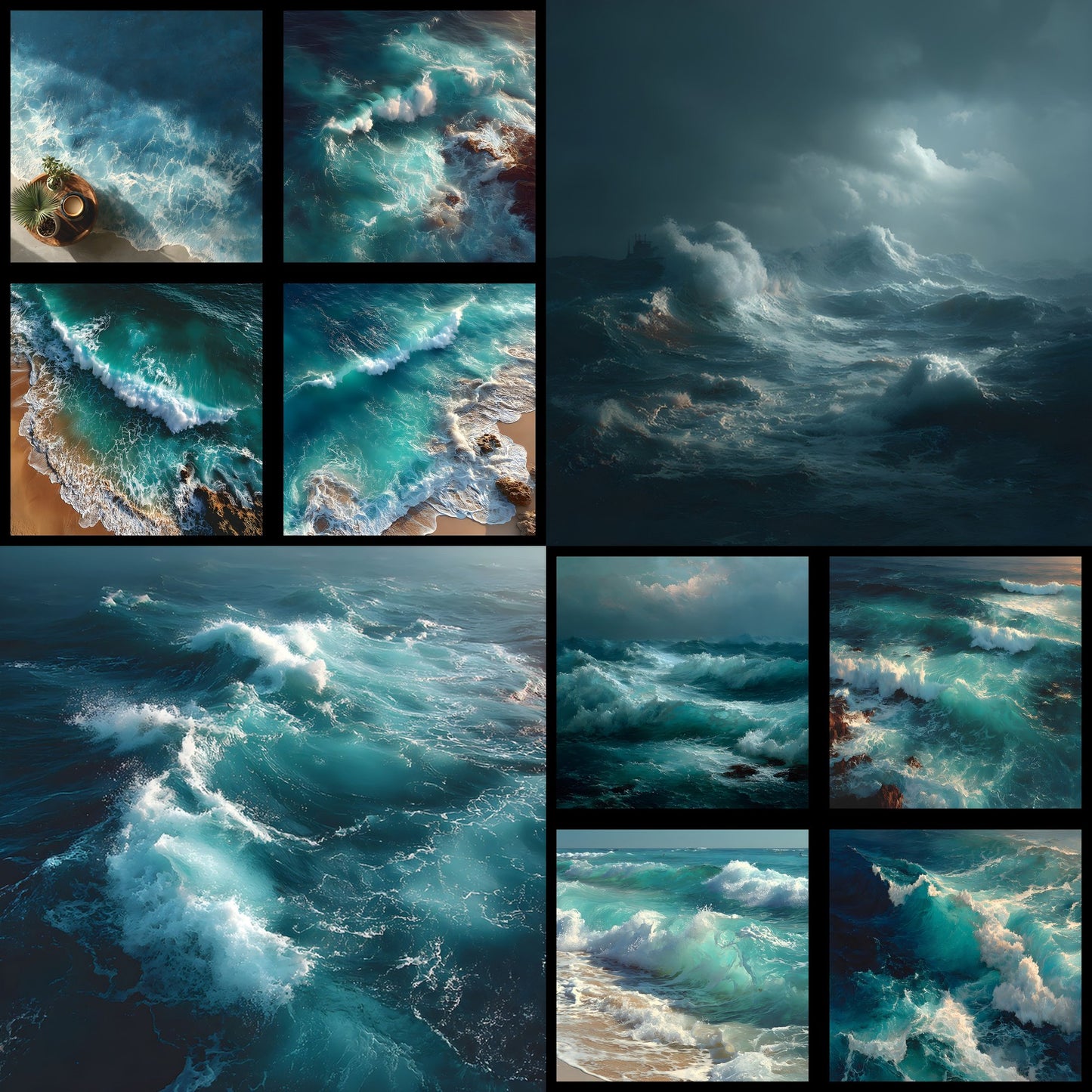 Ocean Photography Backdrop, Square Ocean Waves Background, Summer Photo Booth Prop, Digital Download for Social Media, Beach Backdrop, Ocean Lover Gift