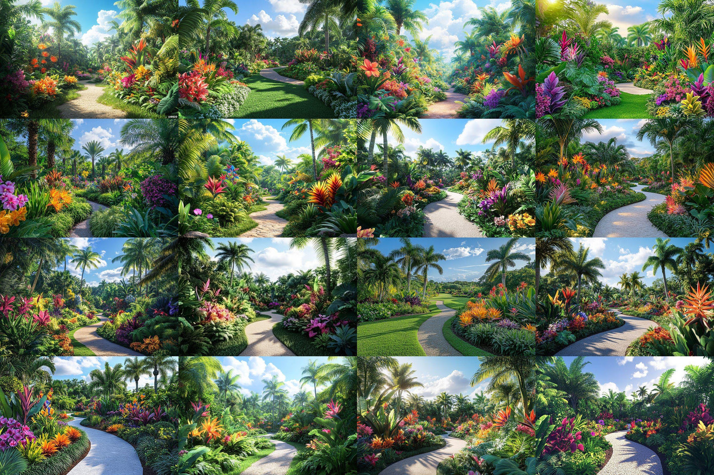 Tropical Bloom Backdrop: 5PNGs for Gorgeous Photography, Lush Floral Textures, Colorful Jungle Digital Backdrops - Overlays