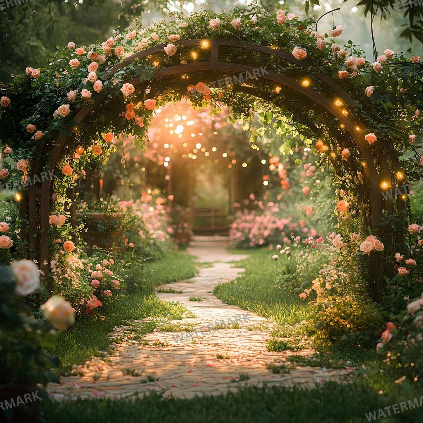 Bohemian Garden Backdrops, Magical Floral Archway Scenes for Weddings, Maternity, Parties, Floral Photography Background, Boho Backdrop