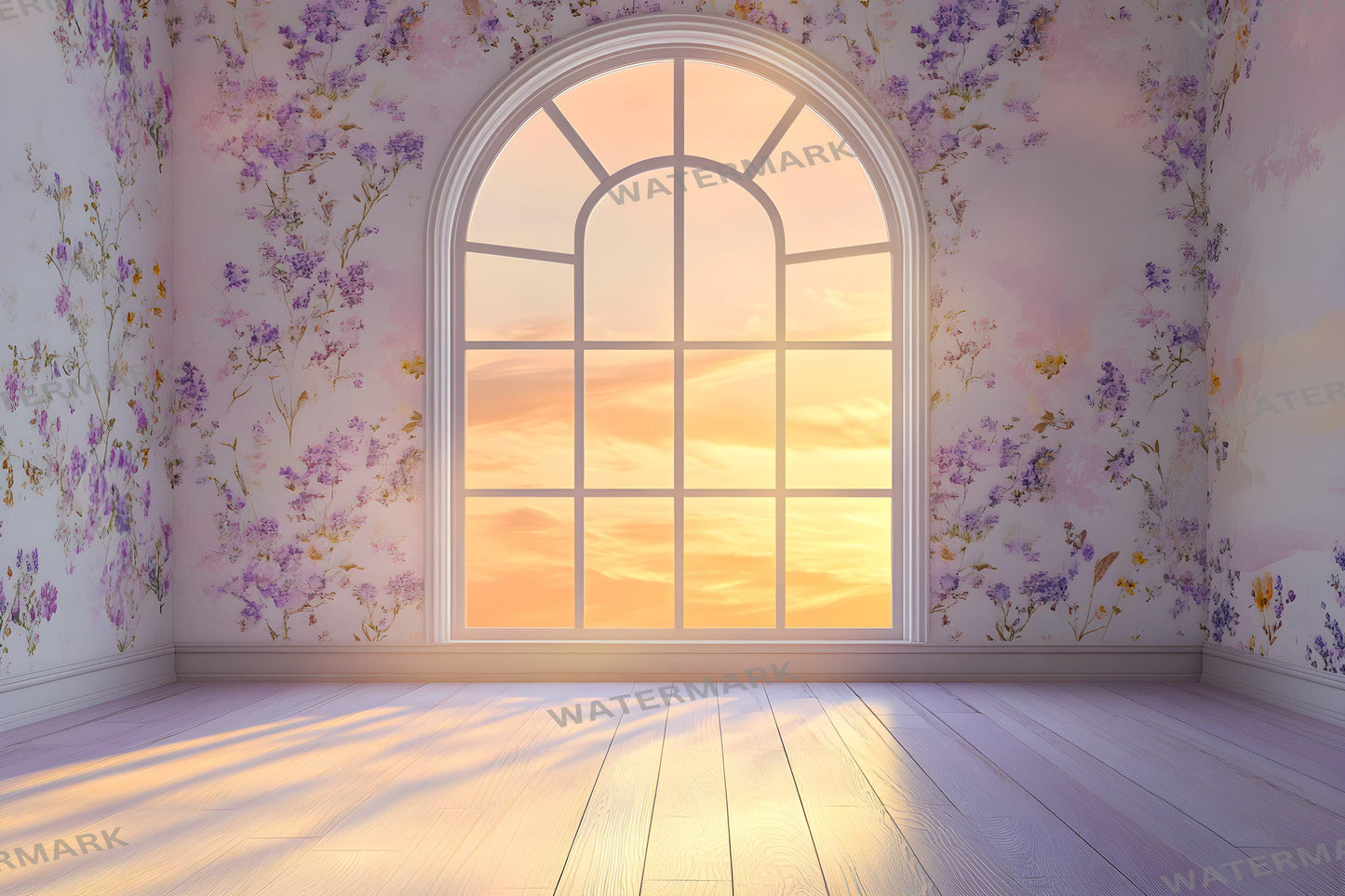 Floral Twilight Glow Backdrops, Soft Romantic Backgrounds, Maternity Backdrop, Photoshop Overlays - Window Backdrops - Sunset Backdrops