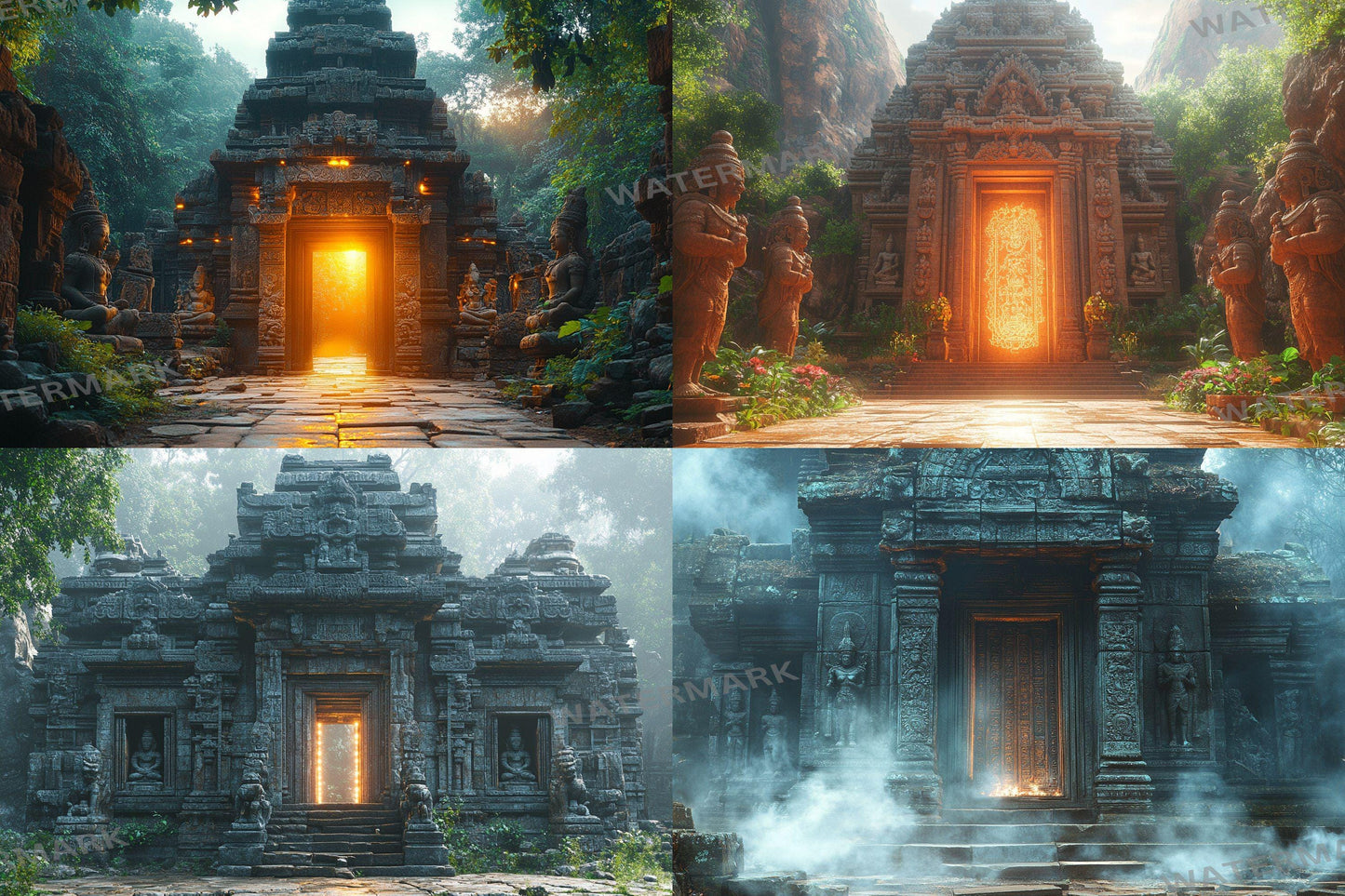 Ancient Temple Door Backdrop: PNGs for Fantasy Adventure Photography, Mystical Stone Archway Portals, Lost Civilization Digital Backdrop