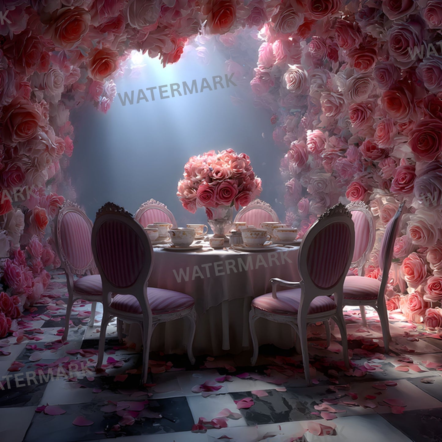 Alice in Wonderland Backdrop, Tea Party Background, Digital Download for Birthday, Photography Prop, Whimsical Photo Booth, Square Image