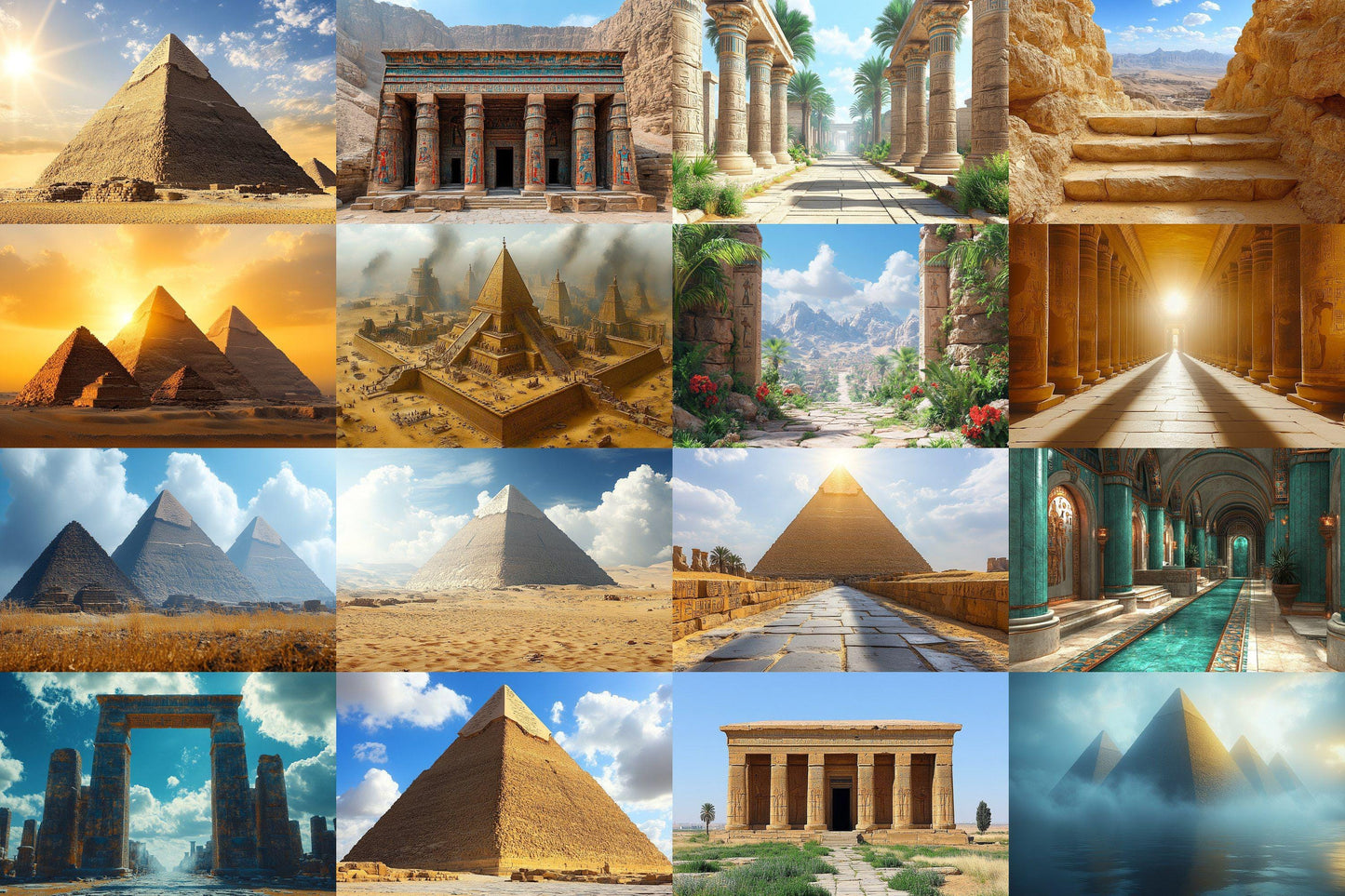 Ancient Egyptian Backdrops - Pyramids Temples Photography Backgrounds - Pharaohs Ruins Historical Scenes - Digital Download