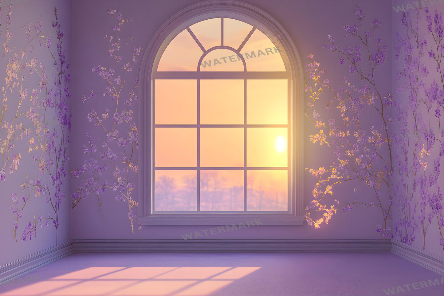 Floral Twilight Glow Backdrops, Soft Romantic Backgrounds, Maternity Backdrop, Photoshop Overlays - Window Backdrops - Sunset Backdrops