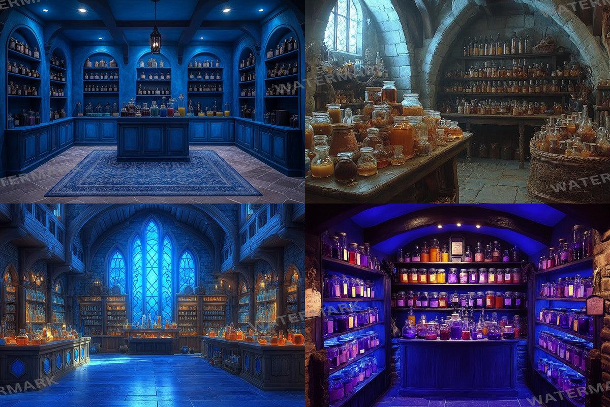 Blue Witchs Apothecary Photography Backdrops for Digital Artists Photographers Designers - High-Quality 00x00px