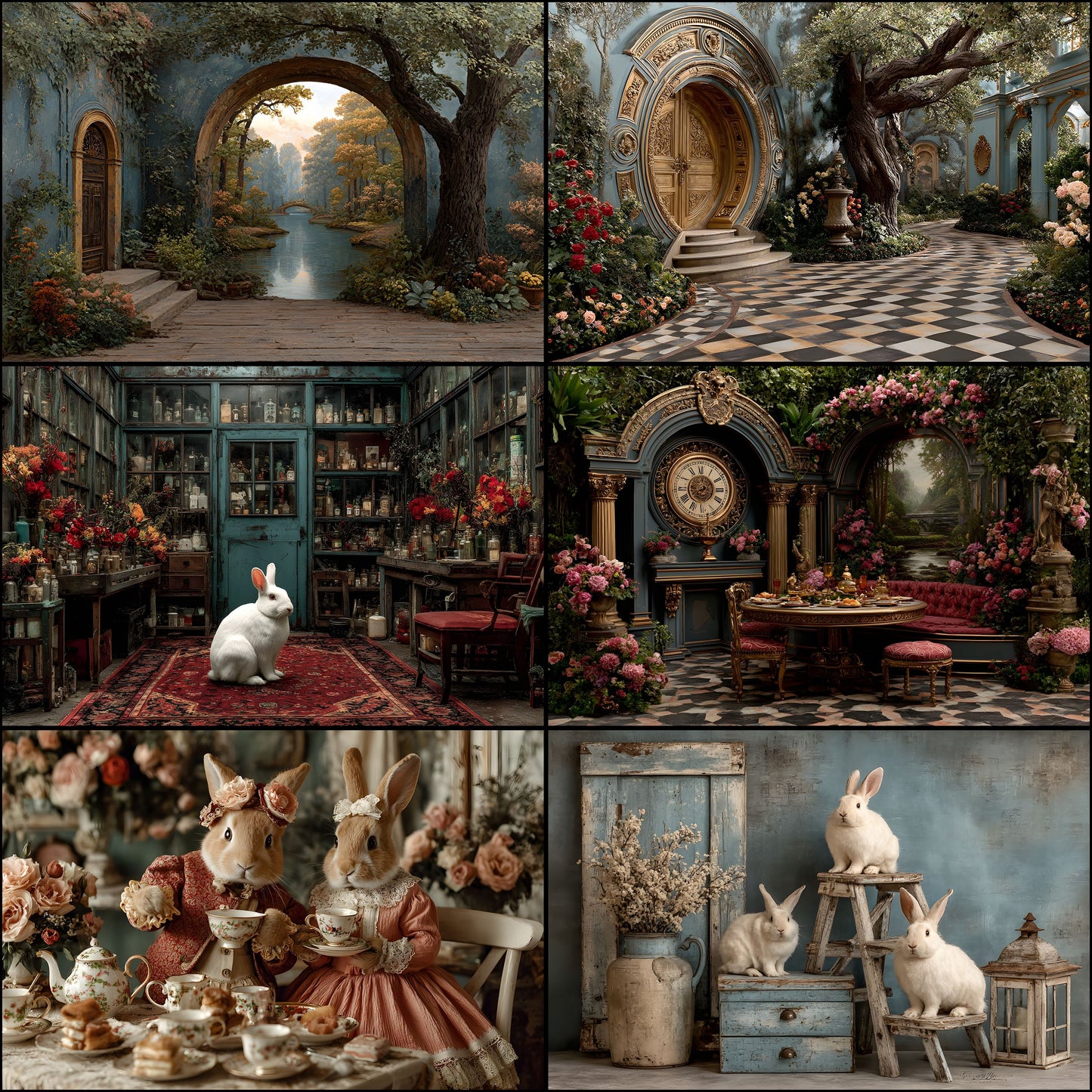 Alice in Wonderland Backdrop, Rabbit Hole Digital Background for Fantasy Photography, Storybook Theme, Photo Prop, Whimsical Party Decor