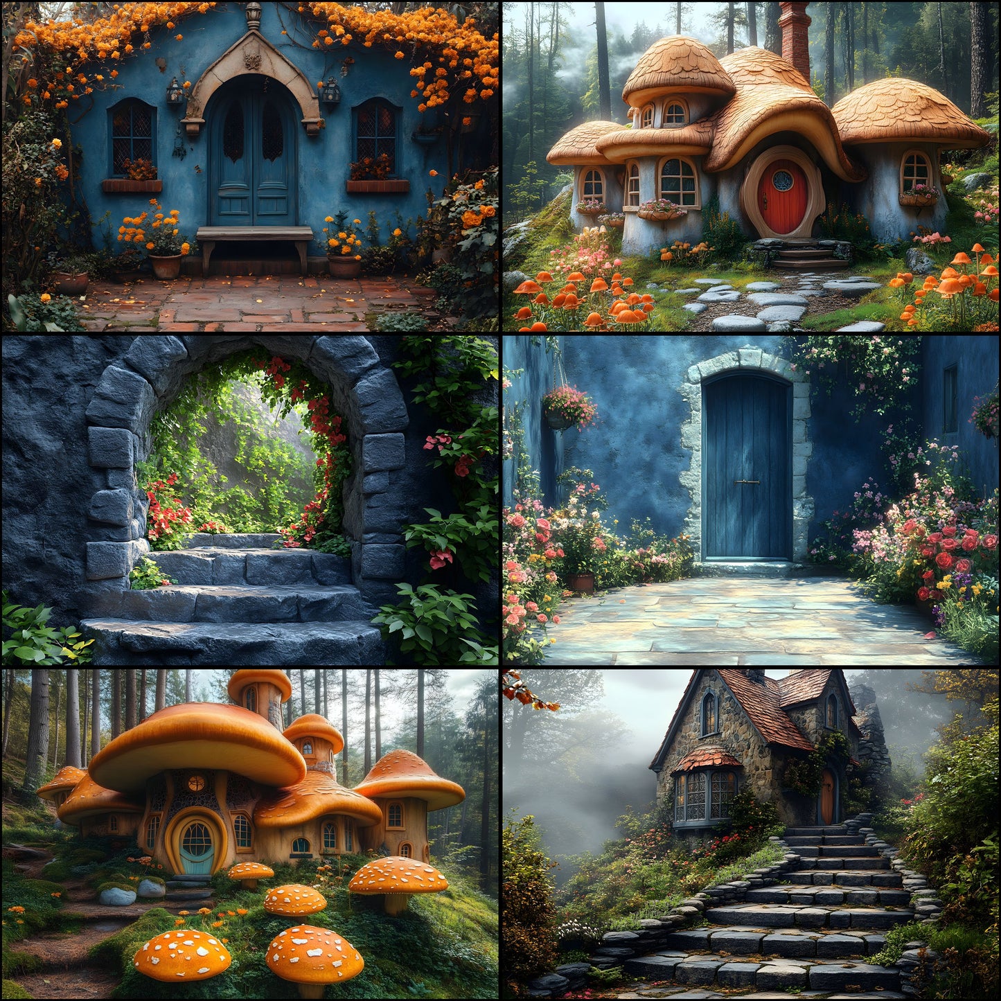 Alice in Wonderland Backdrop Set, Fantasy Photography Backgrounds, Digital Download for Newborns, Kids, and Storybook Theme Photoshoots