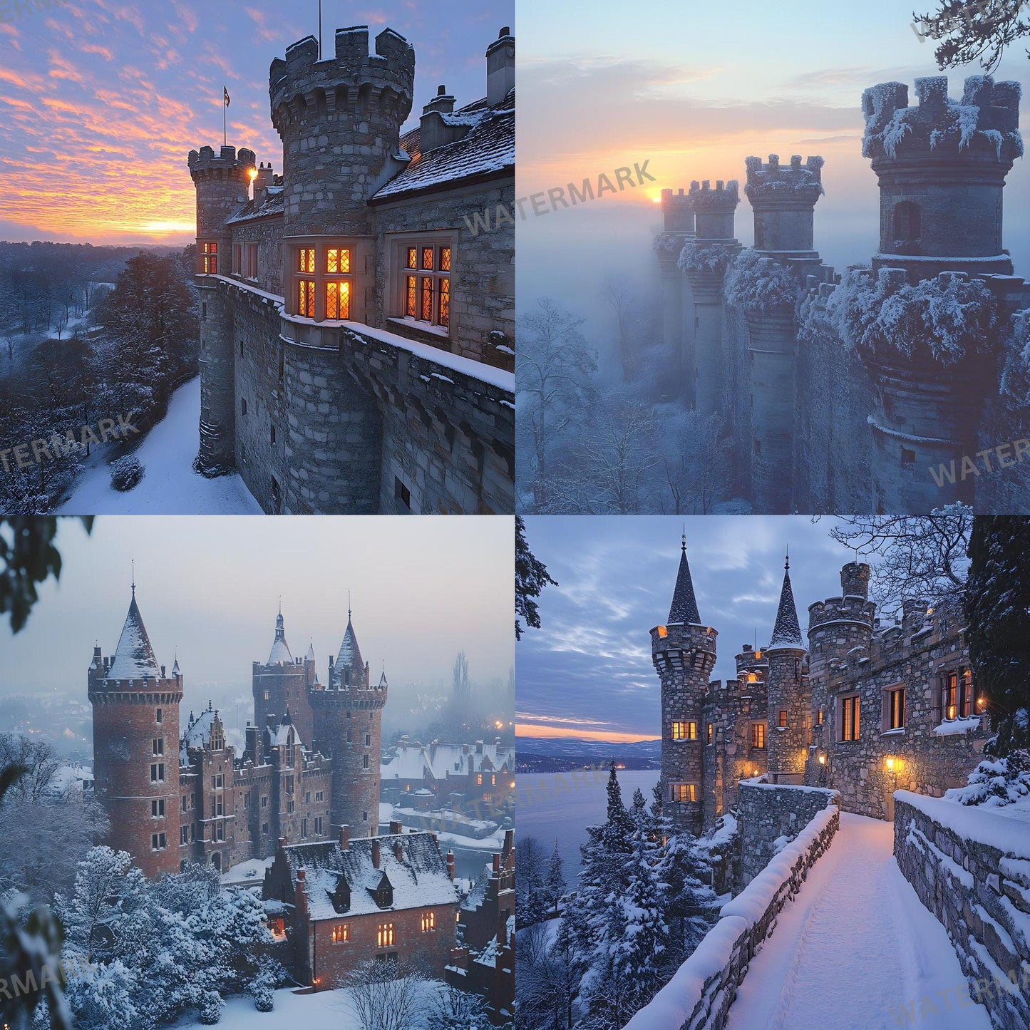 Winter Castle Digital Backdrops - Magical Winter Wonderland Photo Backdrops for Photographers, Family Portraits, Visual Storytelling