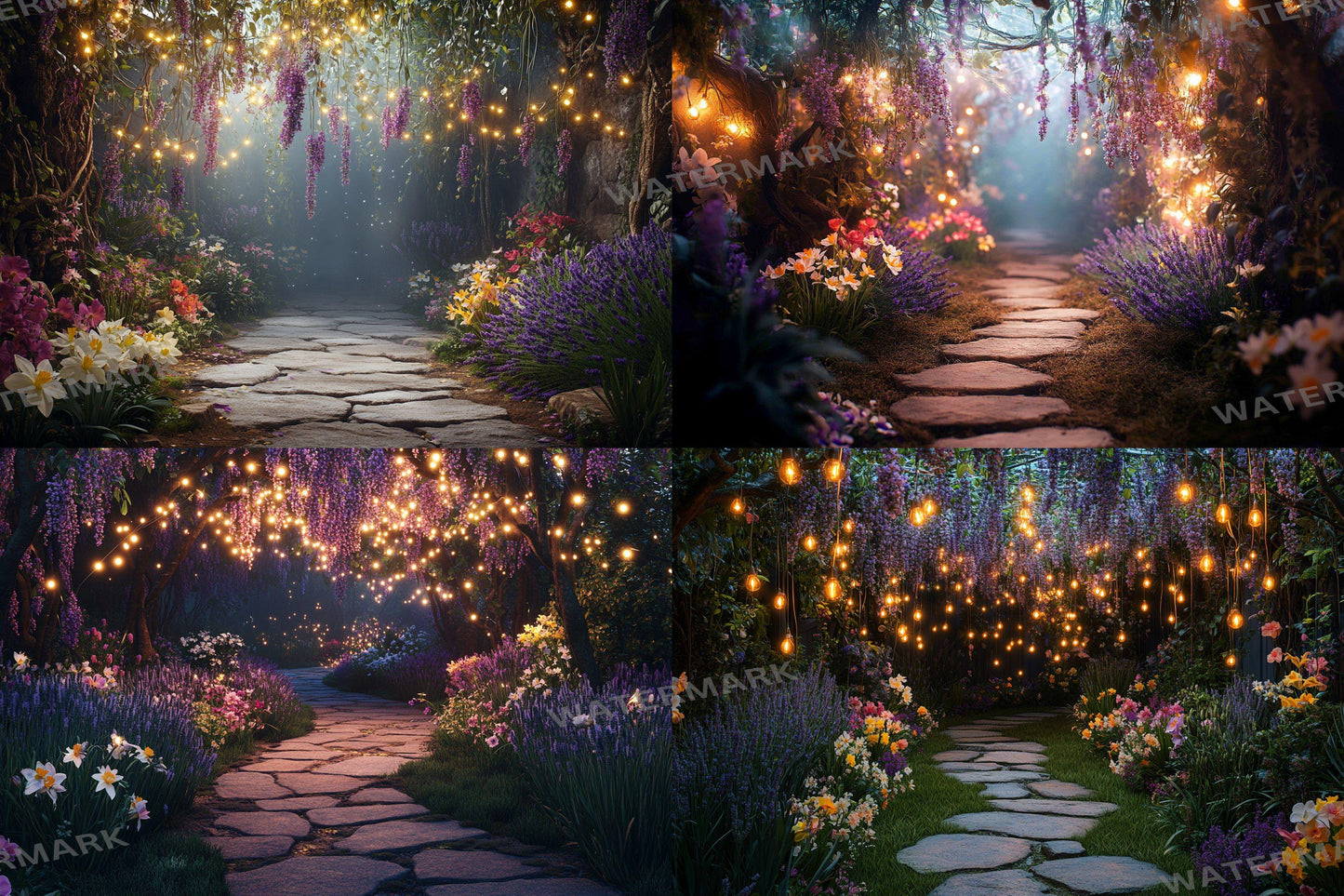 Fairy Garden Pathway Backdrop: PNGs for Magical Photography, Whimsical Forest Setting, Enchanted Path Digital Backdrops