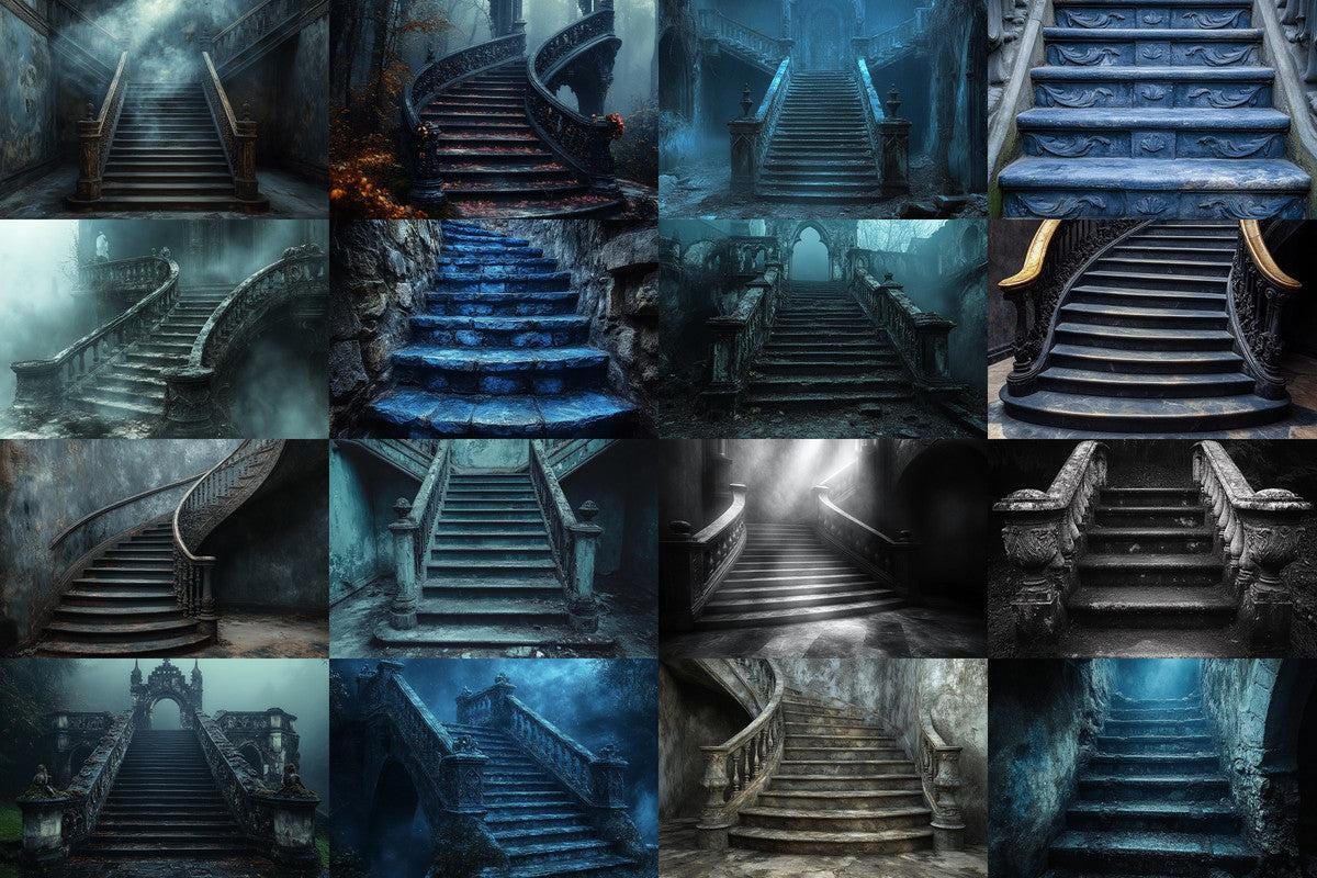 Dark Stone Staircase - Gothic Photography Backdrop - Photoshop Overlay - Haunted Background - Fantasy & Photo Editing - Gothic Backdrops