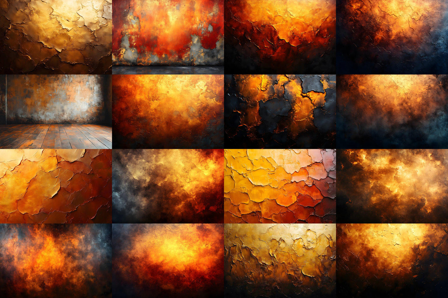 Amber Glow Textures - Warm Digital Backdrops & Abstract Grunge Overlays for Photography, Photoshop, Master Overlays, Portrait Studio