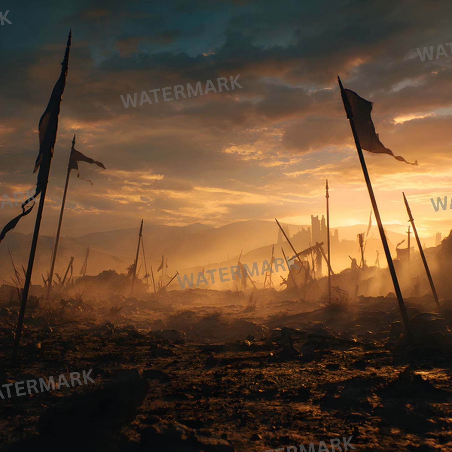 Medieval Battlefield Digital Backdrop, Square Photography Background, Dark Ages Photo Prop, Warrior Knight Composite, Fantasy War Scene, RPG Game Art