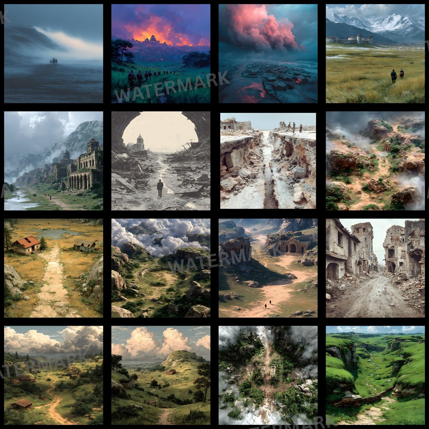 Chaotic Battlefield Digital Backdrop, Gamer Background, Square Intense Gaming Scene, Themed Photography, High-Resolution, Unique Design