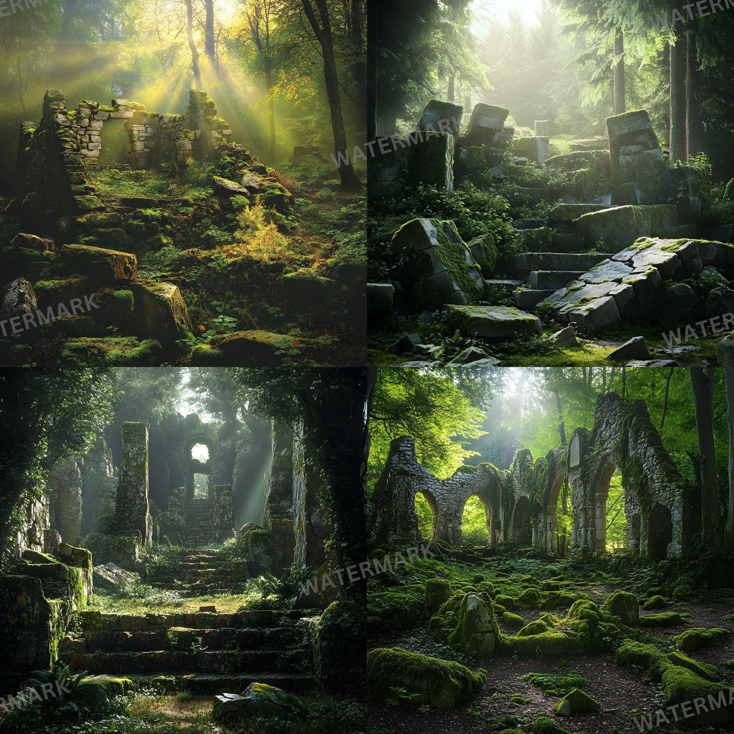 Ancient Forest Digital Photo Backdrops for Master Overlays Composites Portrait Backgrounds 96x96px Square for Creative Photography Use