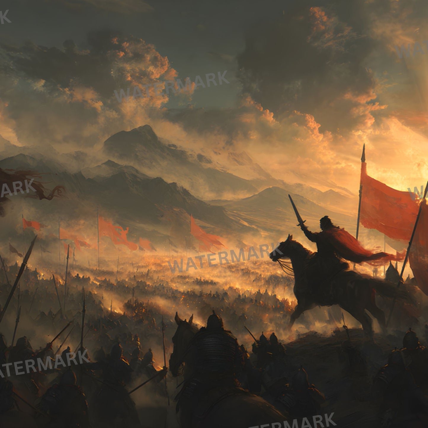 Ancient China Army Battle Digital Backdrop, Photography Background, Historical Warrior Scene, Fantasy Photo Prop, Digital Download