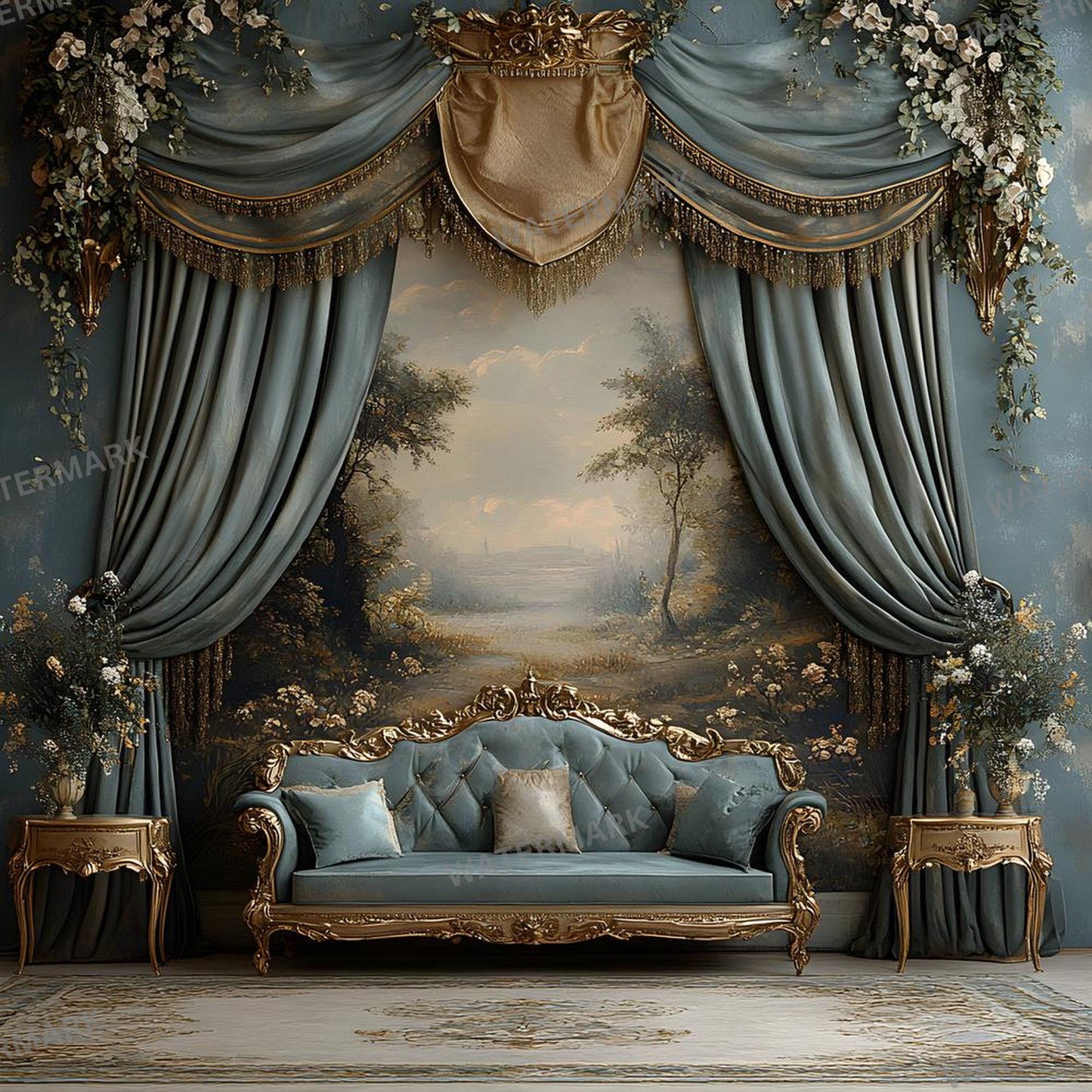 Royal Sitting Backdrops - Regal Digital Backgrounds for Portraits, Branding & Photography - Regal Room Backgrounds - Luxury Backdrops