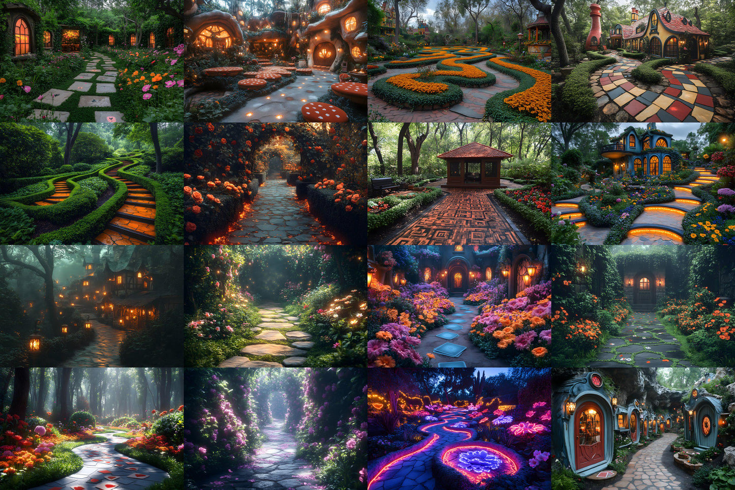 Alice���������s Garden Maze Backdrops - Fantasy Wonderland Digital Backgrounds for Photoshop and Master Overlays