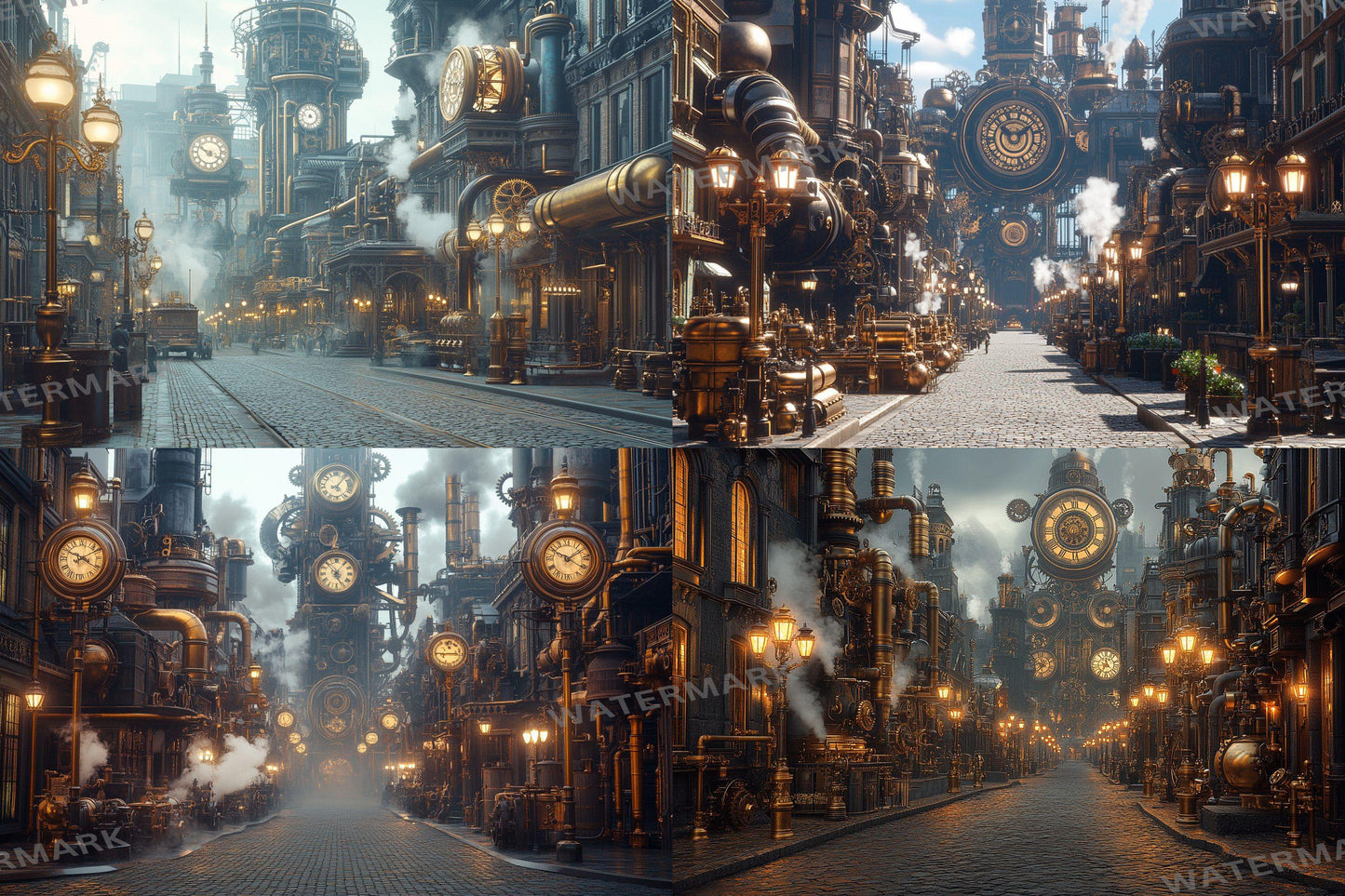 Steampunk Street Backdrops - Victorian Industrial Photography Backgrounds - Gaslamp Fantasy Cityscapes - Digital Download -Background