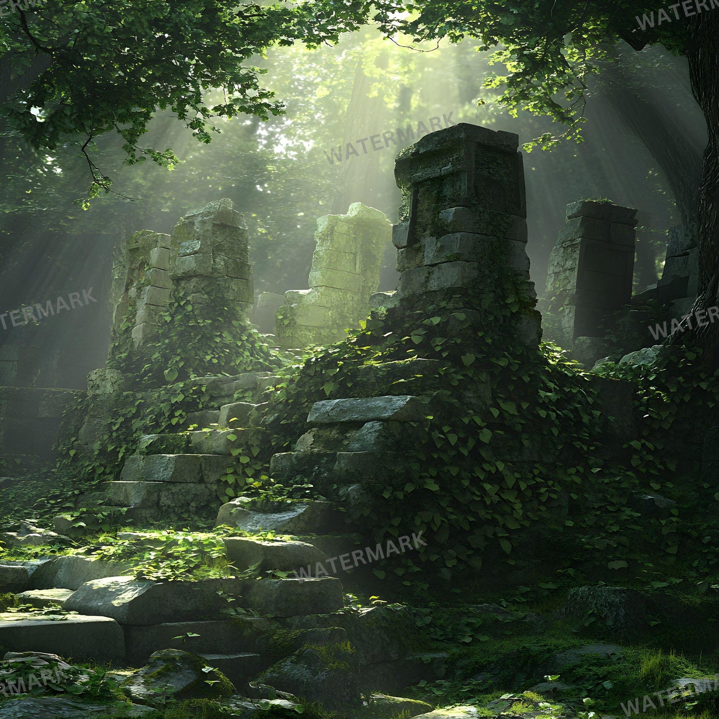 Ancient Forest Digital Photo Backdrops for Master Overlays Composites Portrait Backgrounds 96x96px Square for Creative Photography Use