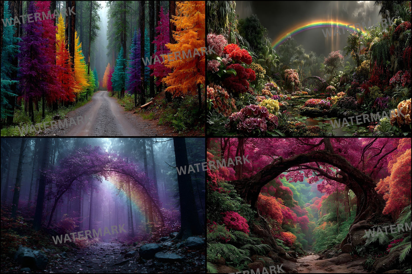 Alice in Wonderland Backdrop Digital, Magical Background for Photography, Fantasy Party Photo Booth Prop, Empty Scene Download