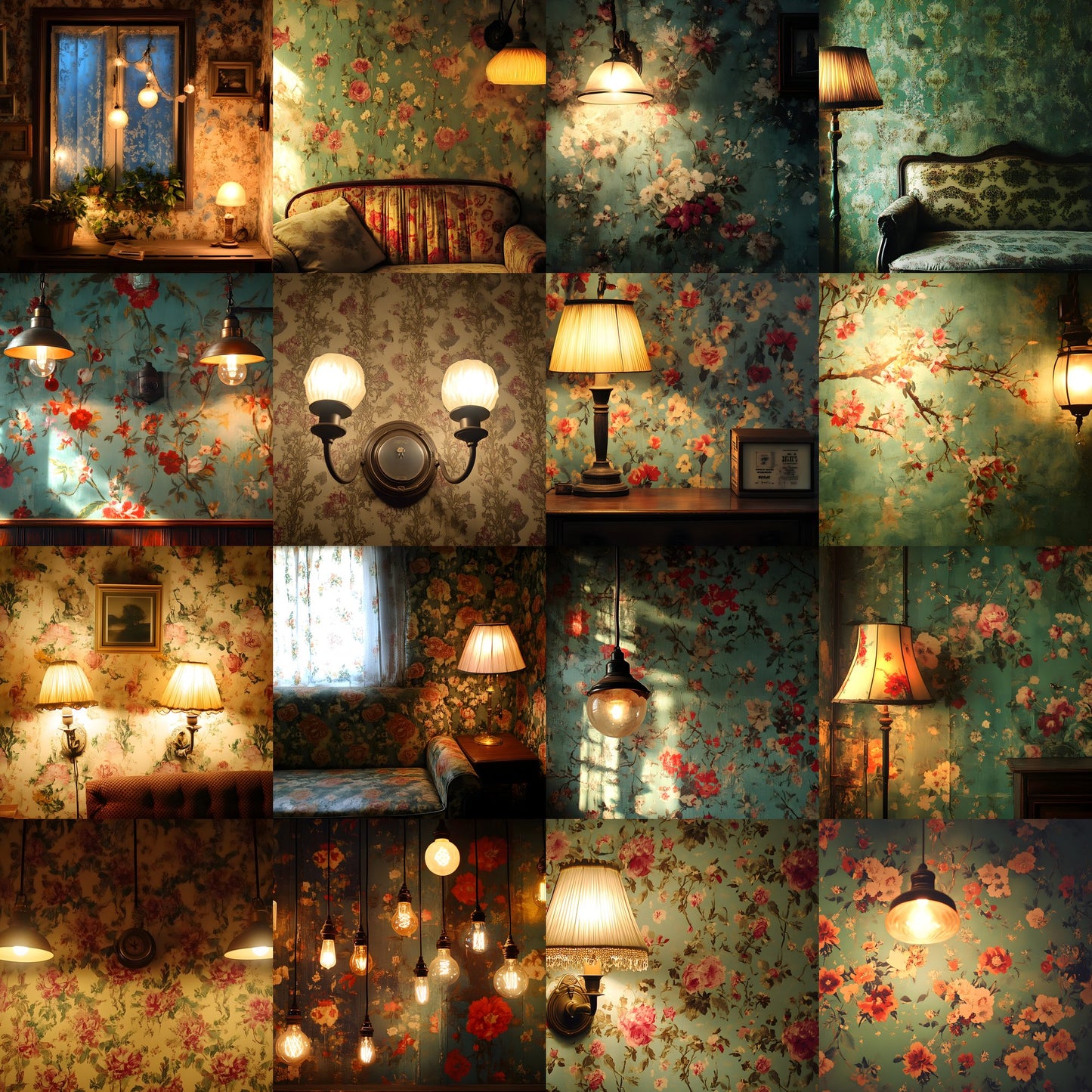Vintage Wallpaper Room Backdrops, Photography Backgrounds, Digital Download for Portrait Photography, High-Resolution Images