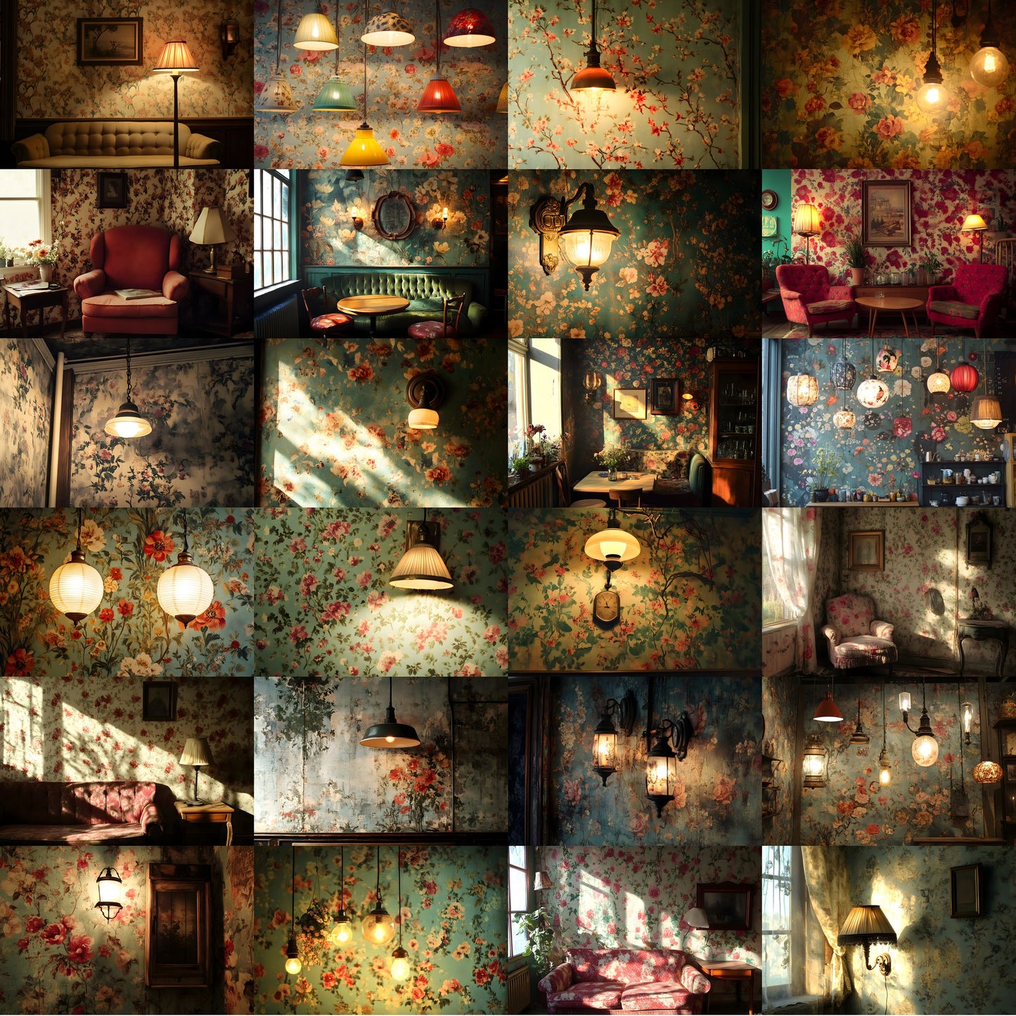 Vintage Wallpaper Room Digital Backdrop, Photography Backgrounds, Antique Interior Photo Prop, Elegant Scene Setter, High-Res Images