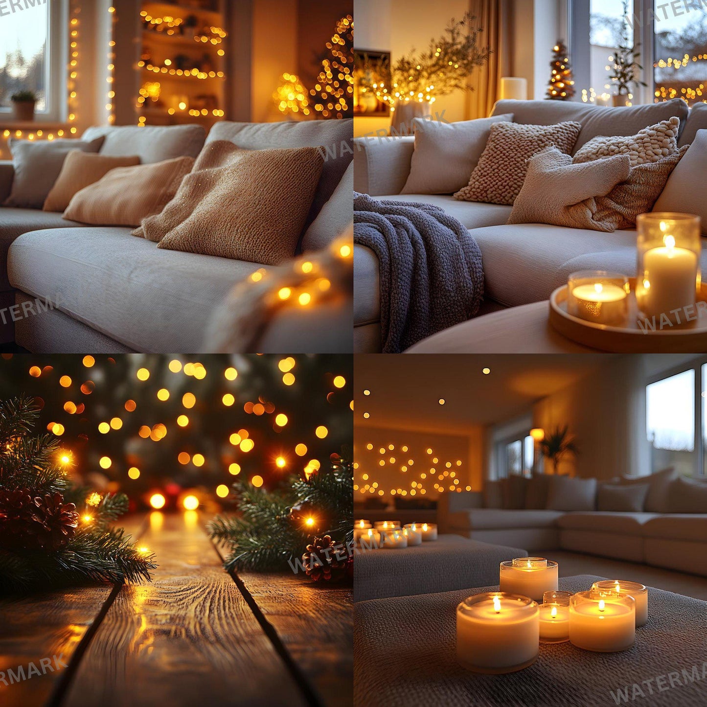 Warm Lights Digital Backdrops - Cozy Christmas Photo Backdrops - Photography, Newborn, Maternity & Family Portraits - Festive Wallpapers