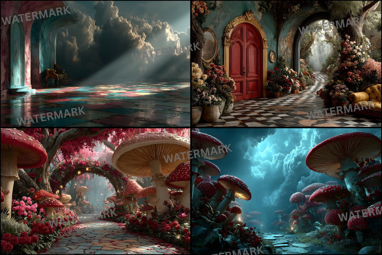 Alice in Wonderland Backdrop Digital Download, Whimsical Background for Photography, Fantasy Photo Prop, Storybook Party Decor, Printable Art
