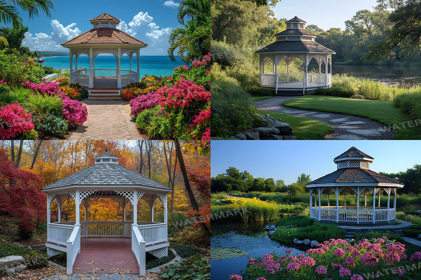 Beautiful Gazebo Backdrops | Elegant Garden Digital Backgrounds | Wedding Pavilion Scene | Park Photoshop Backdrop | Garden Photography