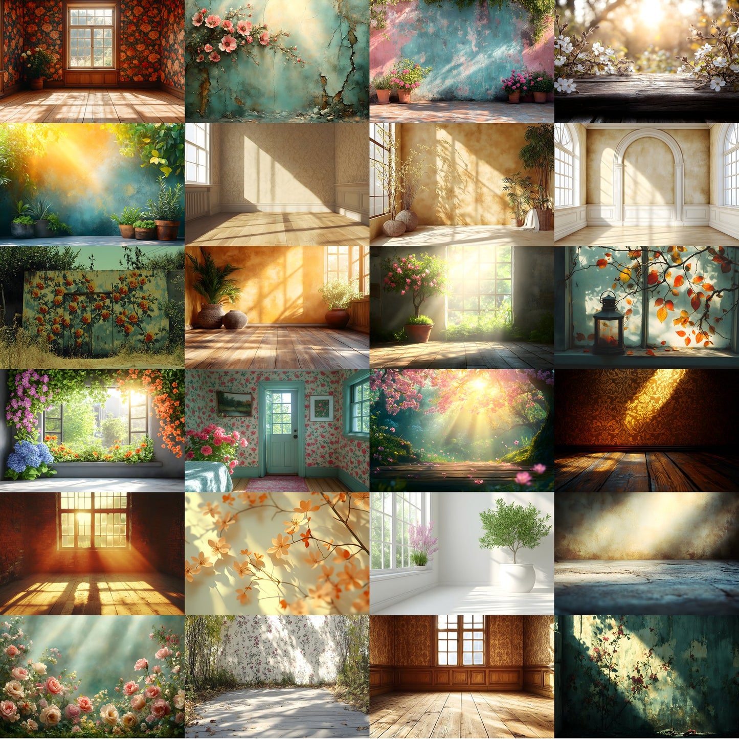 Vintage Sunlit Room Digital Backdrop, Wallpaper Backgrounds, Photography, Cozy Interior Scene, High-Resolution Download, Photo Overlays