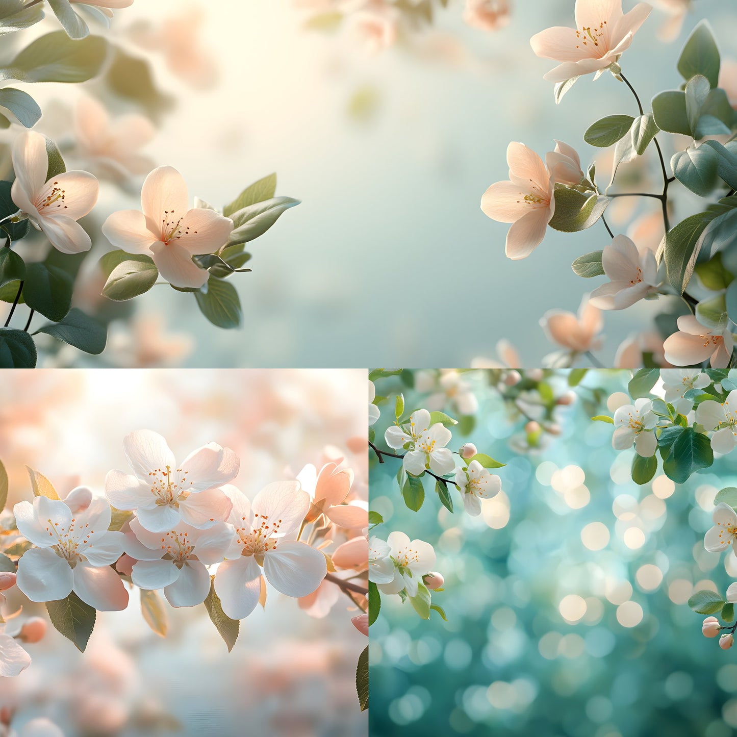 Spring Blossom Leaves Digital Backdrop, Nature Photography Background, Floral Photo Prop High-Res Image for Composites