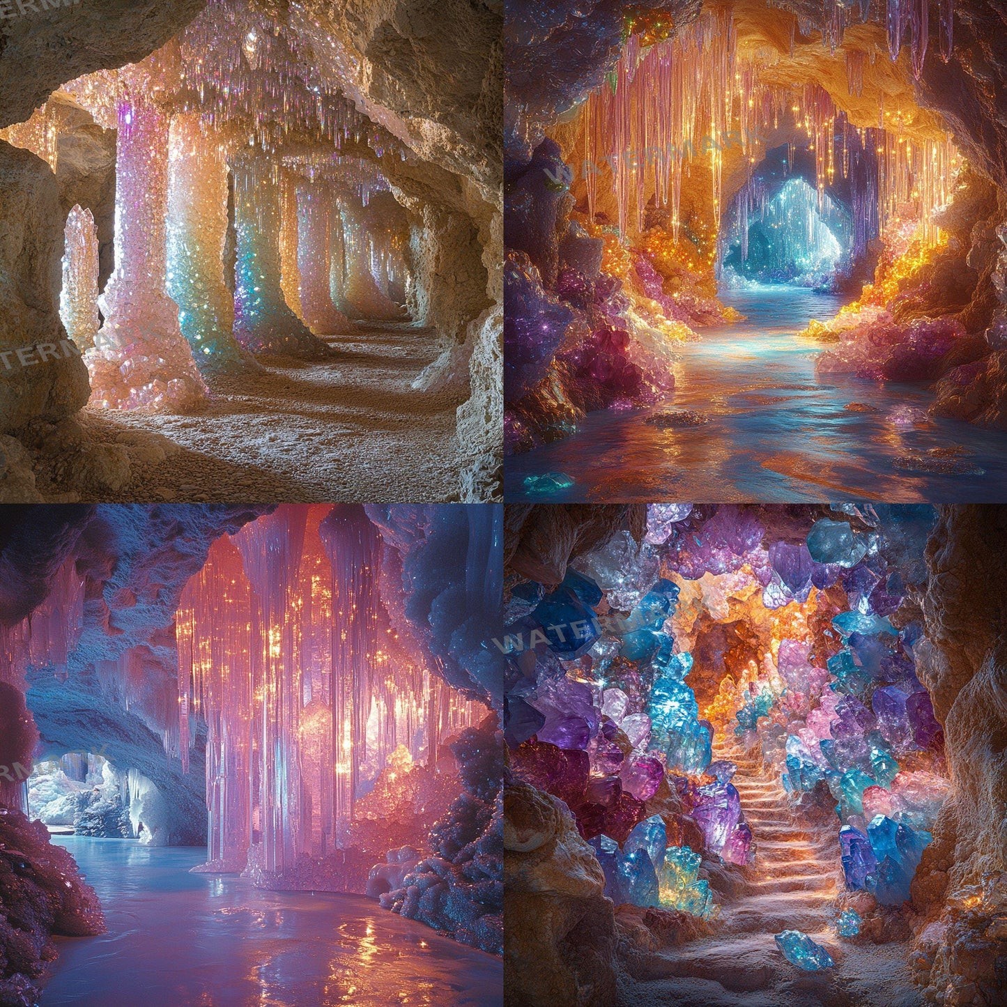 Crystal Fairy Cavern Digital Backdrops - High-Resolution PNGs for Creative Photography 96x96px Commercial Use