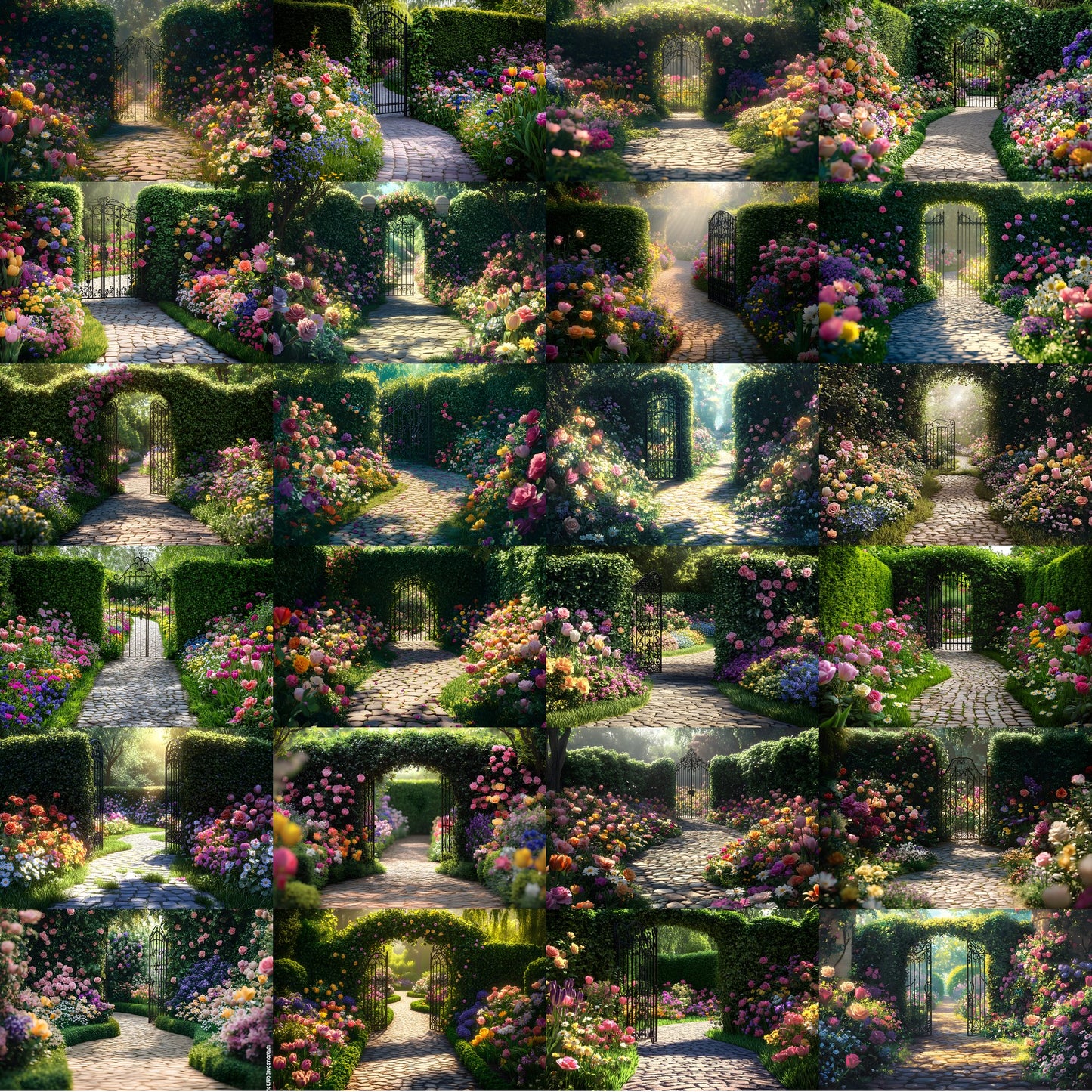 Whimsical Flower Garden Digital Backdrop, Lush Floral Backgrounds, Photography, Fantasy Photo Overlays, Springtime Scene